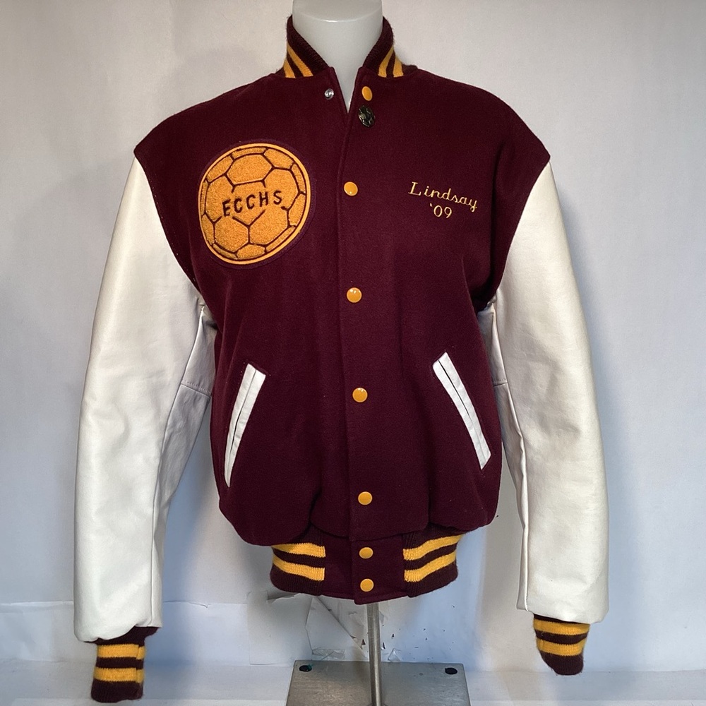 Maroon And Gold Varsity Jacket Made in USA Size Small Lettermen Jacket